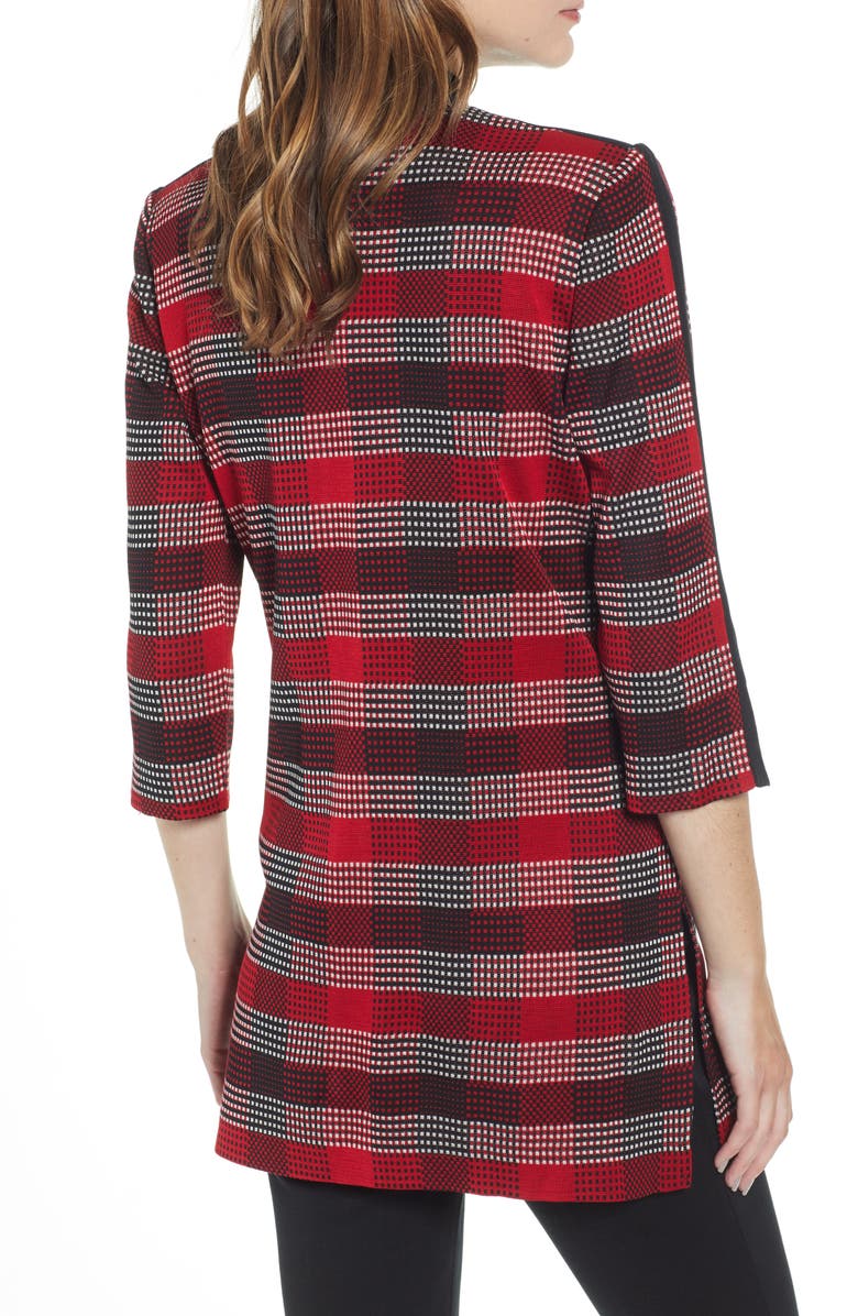 Ming Wang Long Plaid Knit Jacket, Alternate, color,