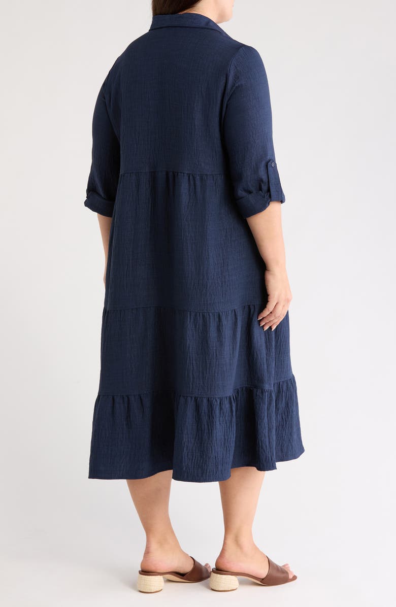 MAX STUDIO Long Sleeve Tiered Dress, Alternate, color, Heather Navy