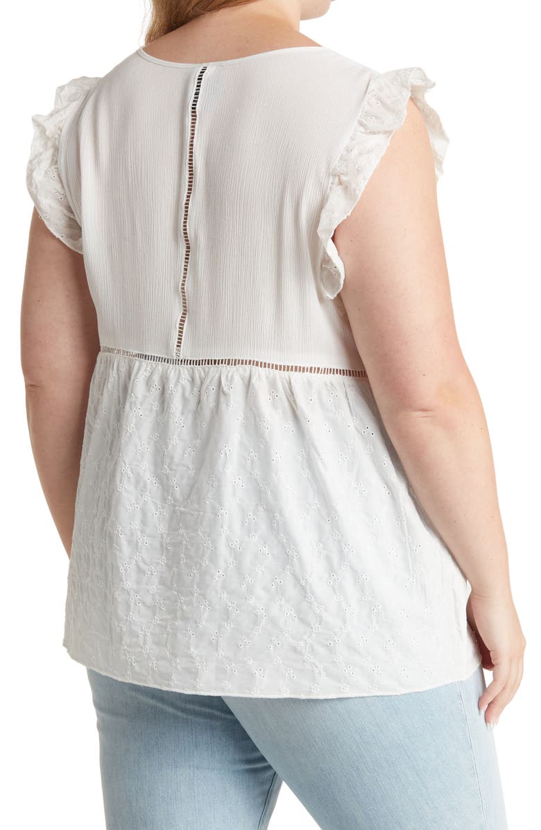 Forgotten Grace Eyelet Babydoll Blouse, Alternate, color, White