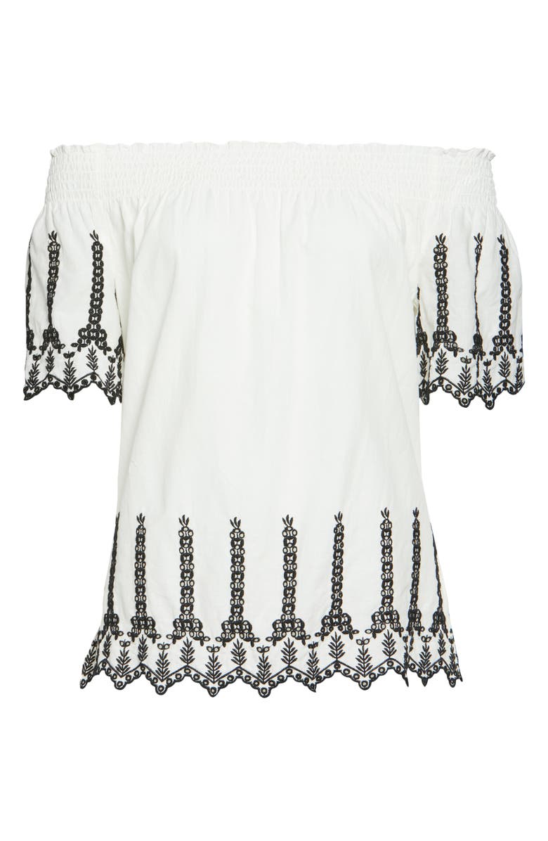 Only Shery Contrast Embroidery Off the Shoulder Top, Alternate, color, 