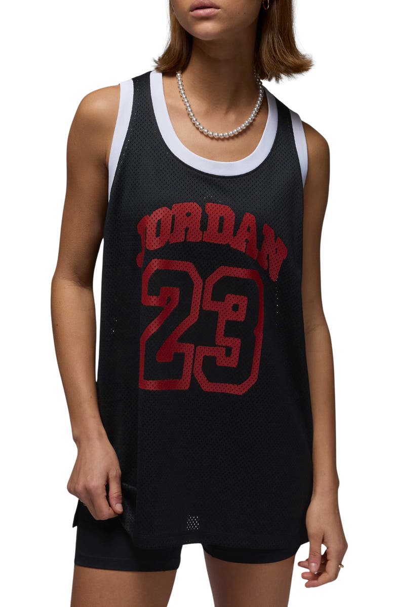 Jordan 40th Anniversary Mesh Tank Jersey, Main, color, Black/ Varsity Red/ White