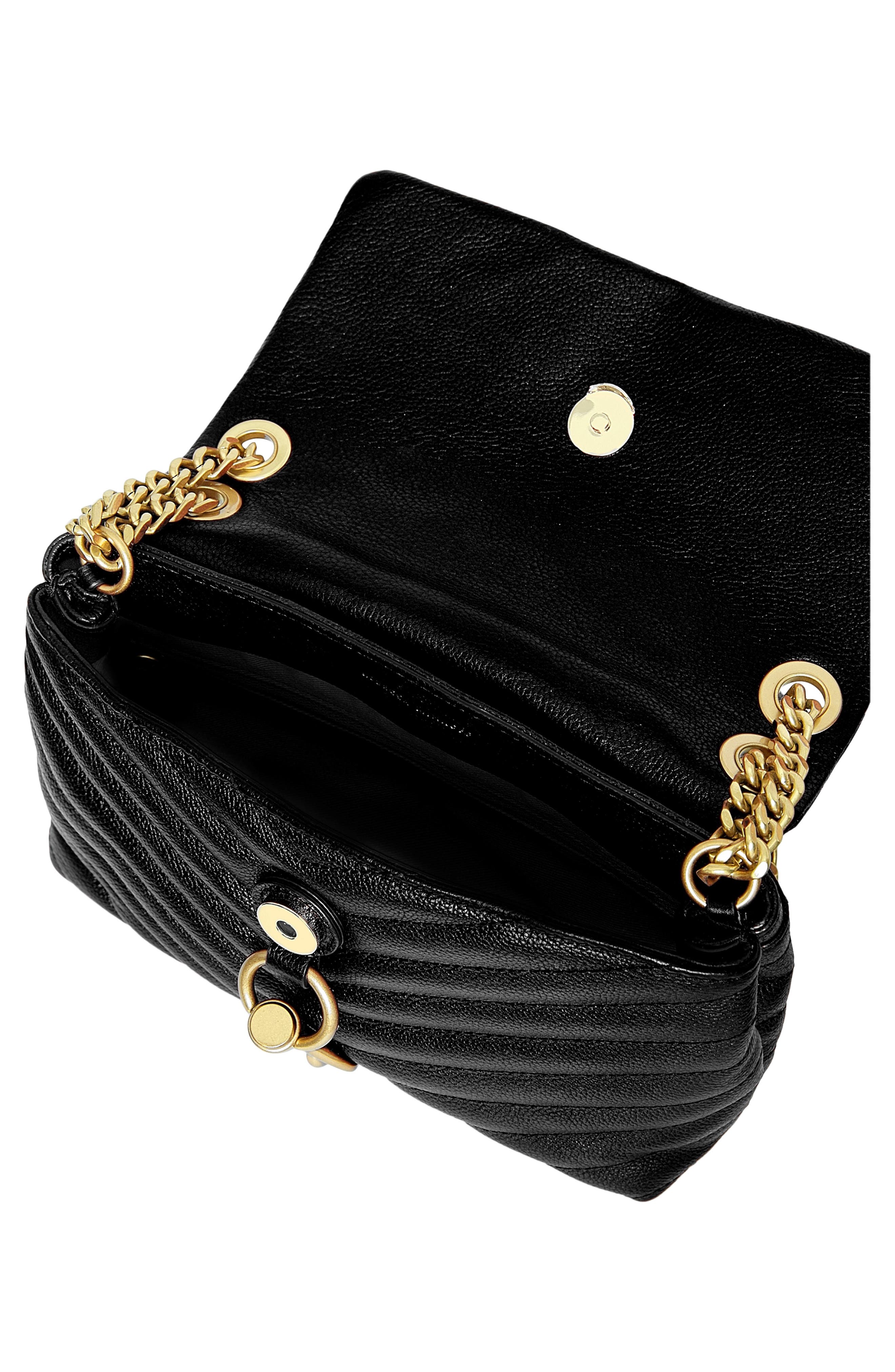 Rebecca Minkoff Edie Chevron Quilted Leather Shoulder Bag, Alternate, color, Black