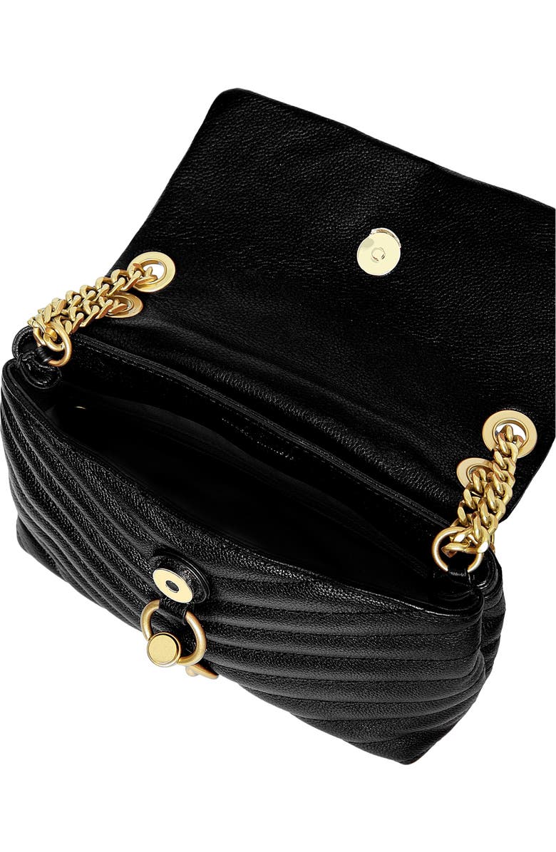 Rebecca Minkoff Edie Chevron Quilted Leather Shoulder Bag, Alternate, color, Black