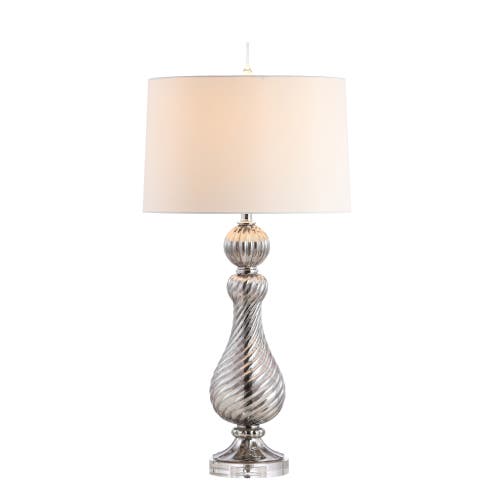 Jonathan Y Murano 32" Swirled Crystal/glass Led Table Lamp, Gray In Gray