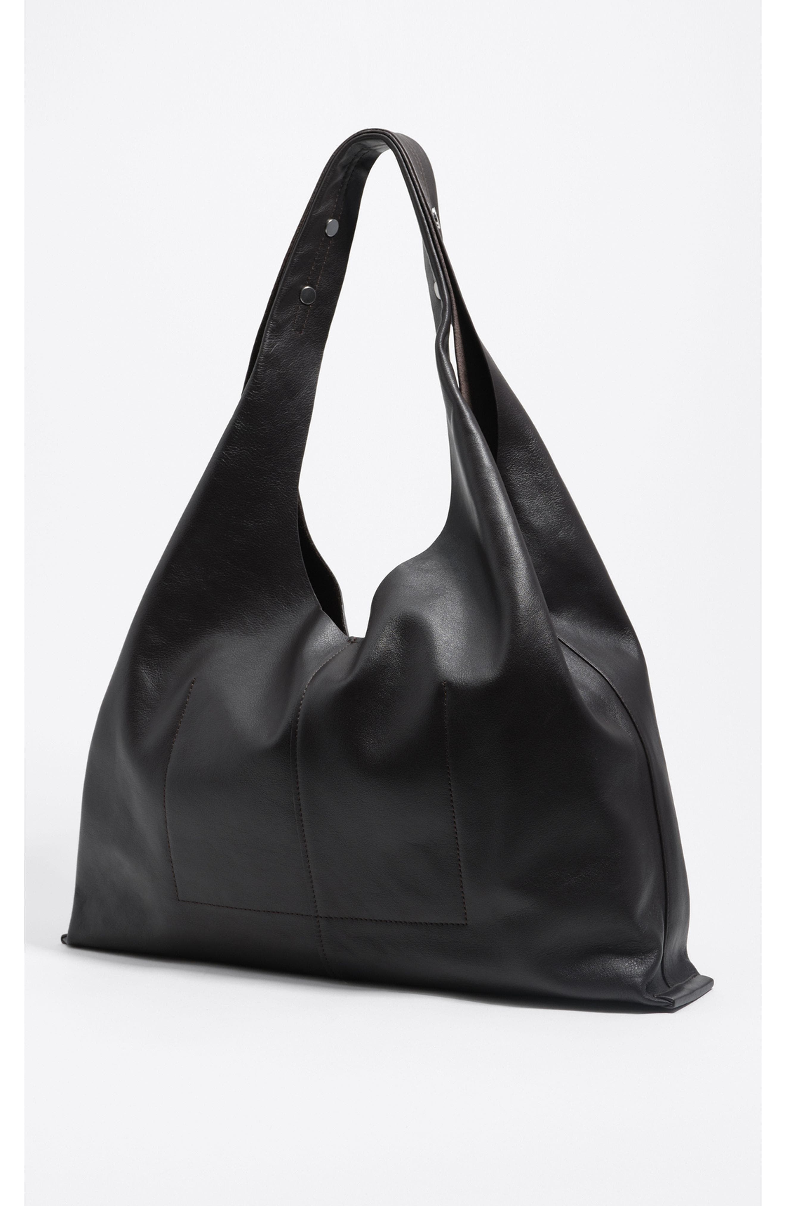 Bimba y Lola Leather Maxi Bikini Paper Bag, Alternate, color, Dark Brown