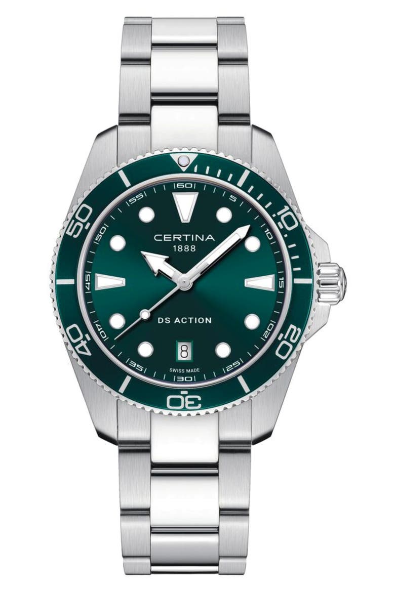Bracelet Watch, 40mm, Main, color, STAINLESS STEEL / GREEN