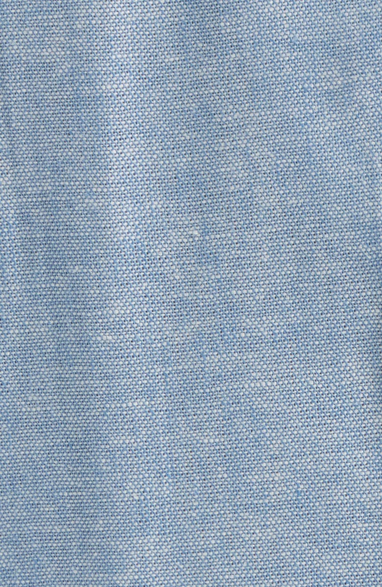 Anne Klein Ankle Straight Leg Linen Blend Drawstring Pants, Alternate, color, Lagoon/ Crisp White