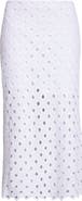Max Mara Beachwear Embroidered Jersey Eyelet Midi Skirt
