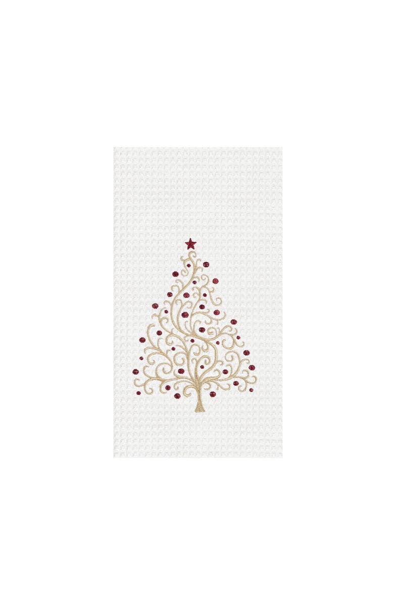 C&F Home Christmas Tree Swirl 100% Cotton Waffle Weave Dishtowel, Main, color, Gold