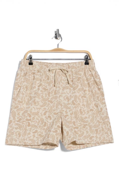 Paisley Print Cotton Drawstring Shorts