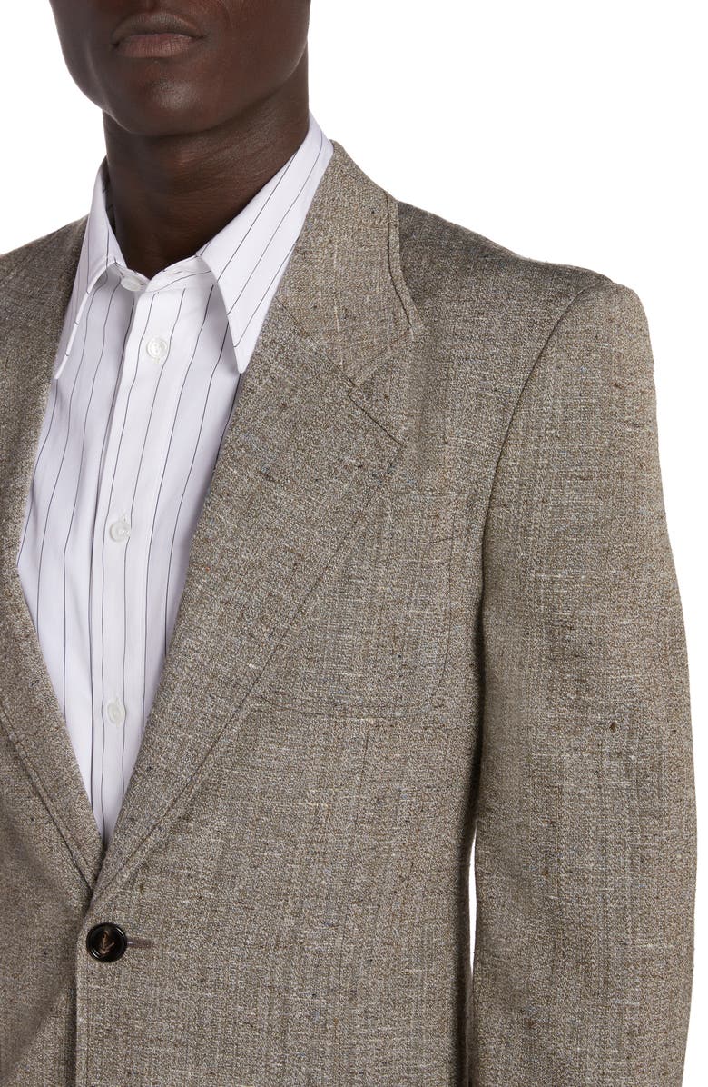 Bottega Veneta Knotted Melange One-Button Suit Jacket, Alternate, color, 2515 Brown/ White/ Blue
