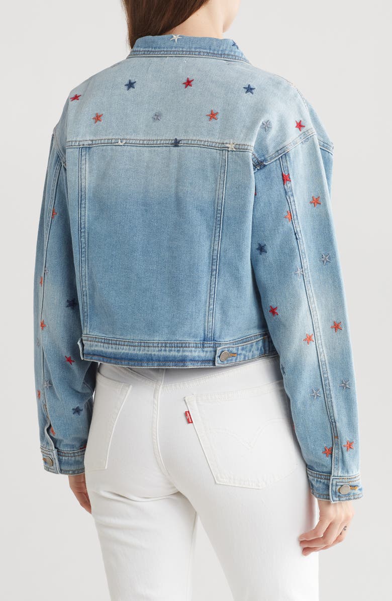 Vigoss Star Embroidered Denim Trucker Jacket, Alternate, color, 