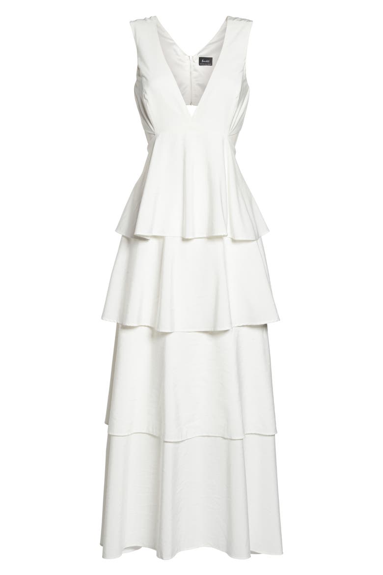 Cutout Detail Tiered Maxi Dress, Alternate, color, WHITE