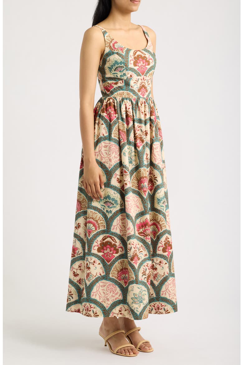 Print Sleeveless Midi Dress, Alternate, color, CREAM MULTI