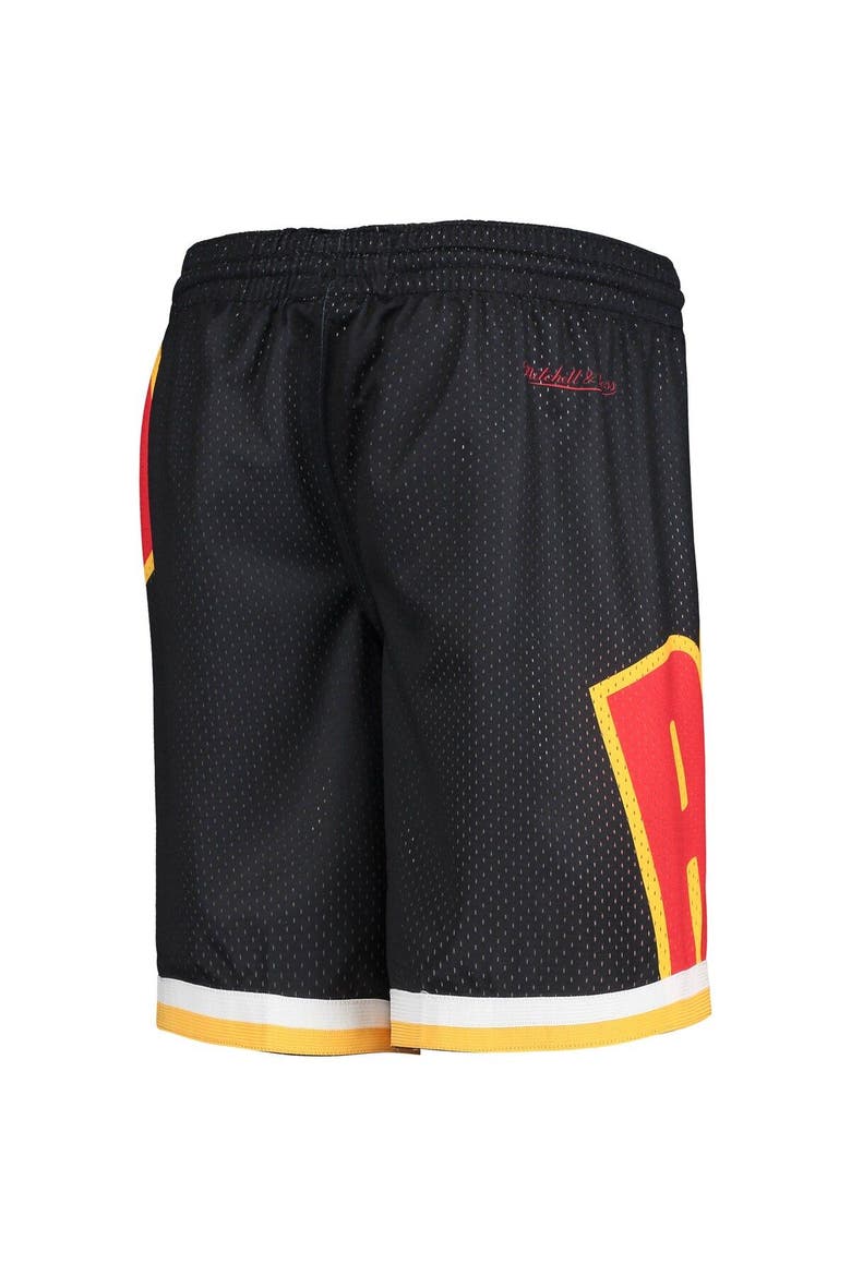 Youth Black Houston Rockets Hardwood Classics Throwback Big Face Mesh Shorts, Alternate, color, BLACK
