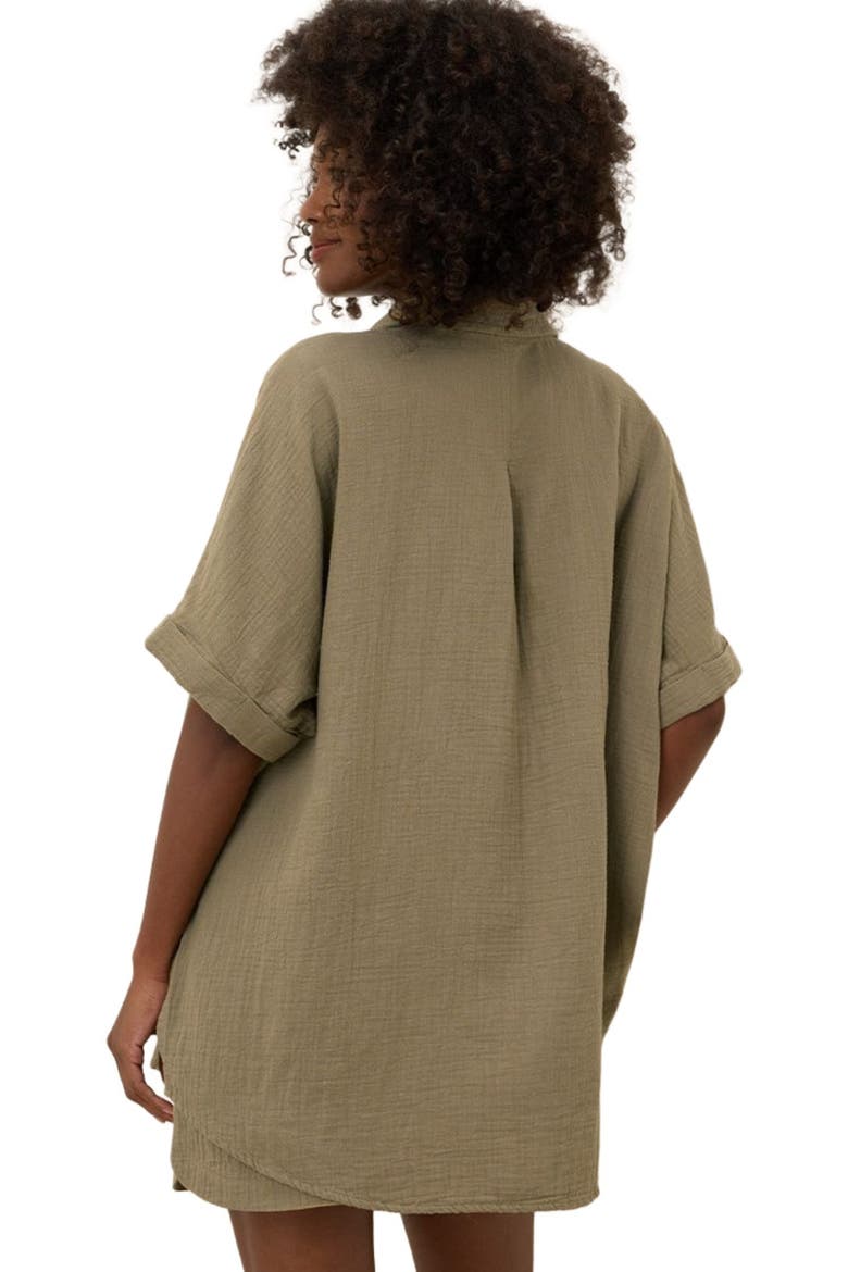 Organic Cotton Coastal Double Gauze Oversized Shirt, Alternate, color, Khaki Green