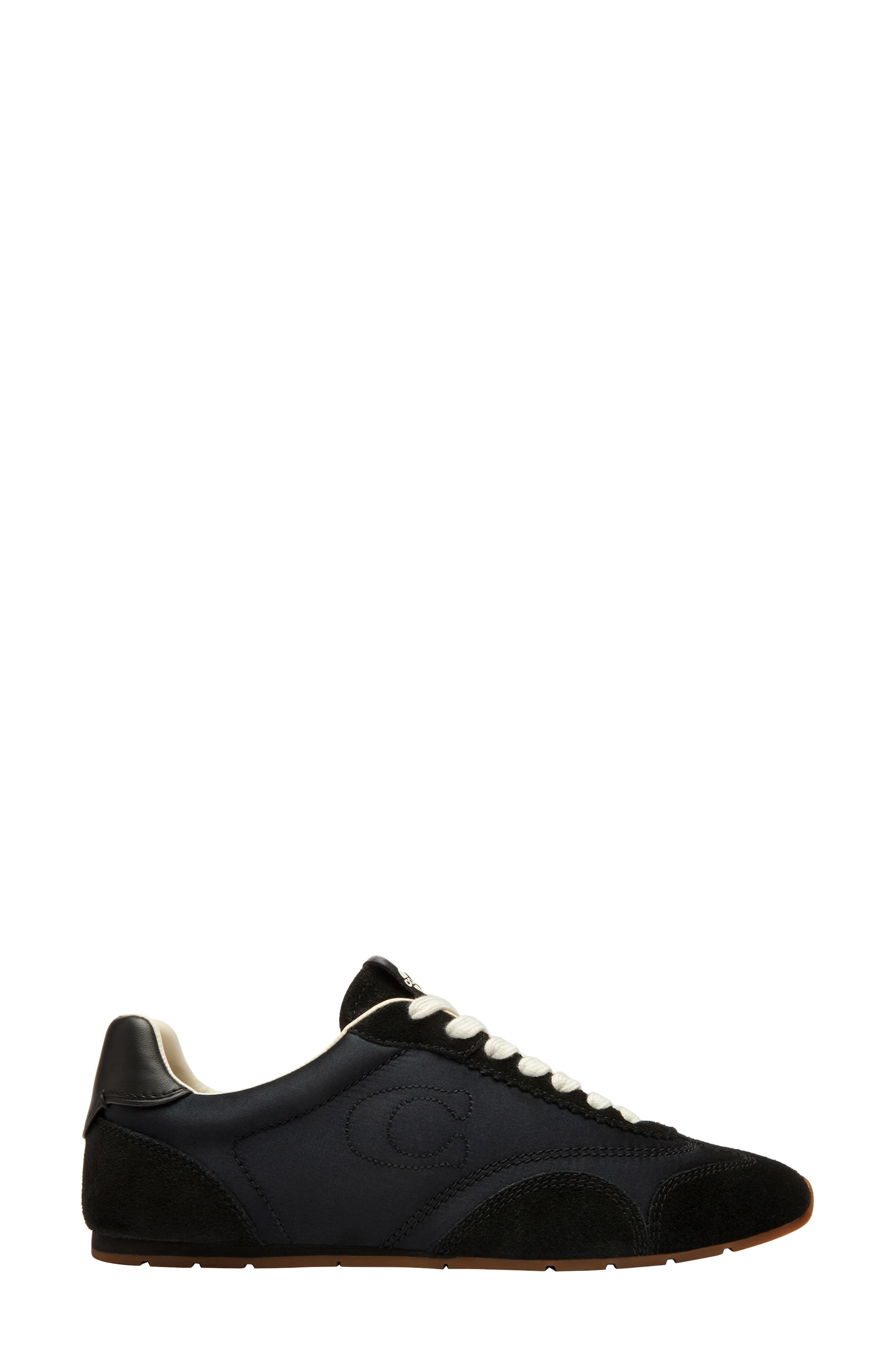 COACH Logo Mixed Media Sneaker, Alternate, color, Black/ Chalk
