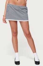 EDIKTED Paige Gingham Stretch Cotton Blend Miniskort