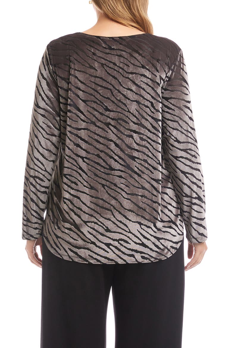 Zebra Stripe Velvet Burnout Shirttail Top, Alternate, color, ZEBRA