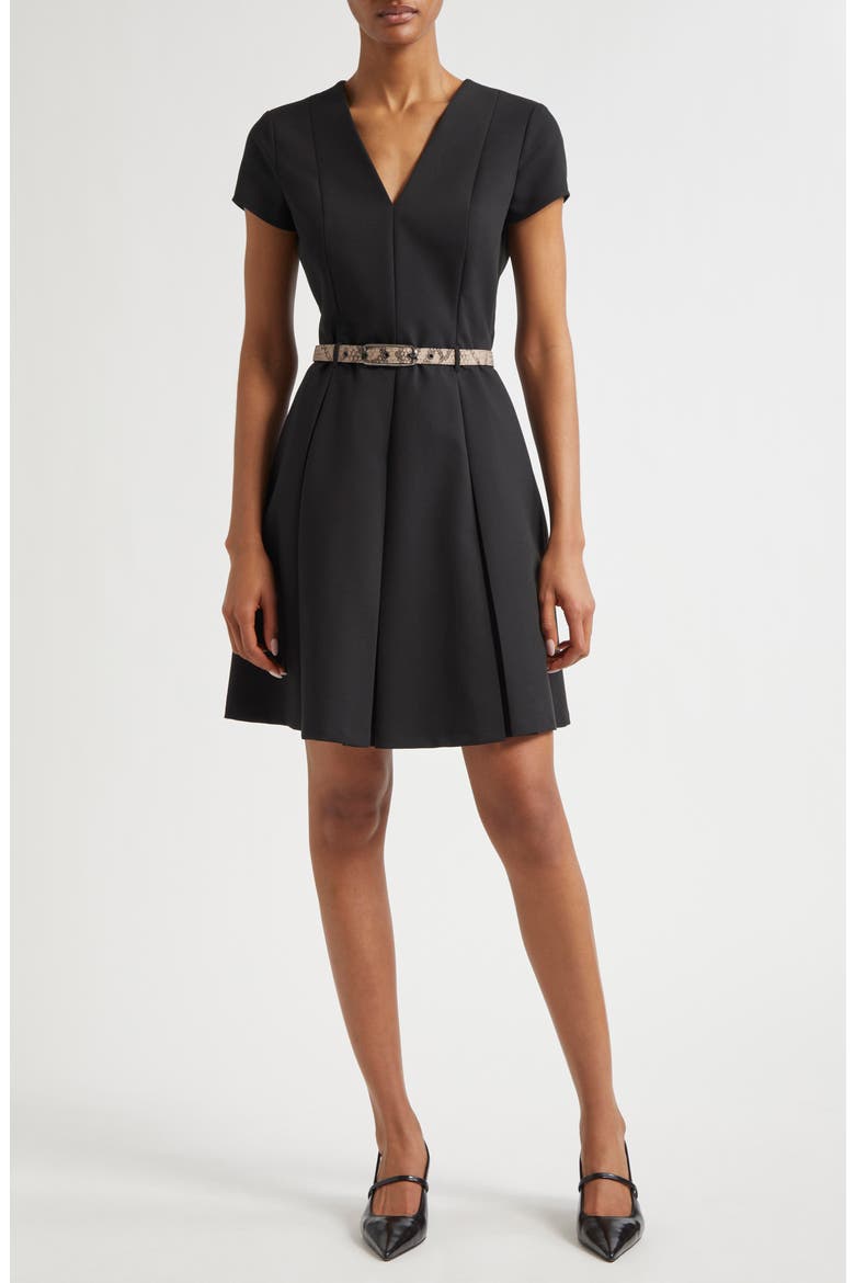 Emma Belted Flare Minidress, Main, color, SOLID BLACK