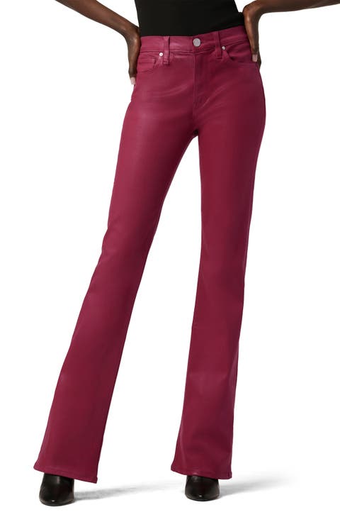 Barbara High Waist Coated Bootcut Jeans (Coated Beet Red)