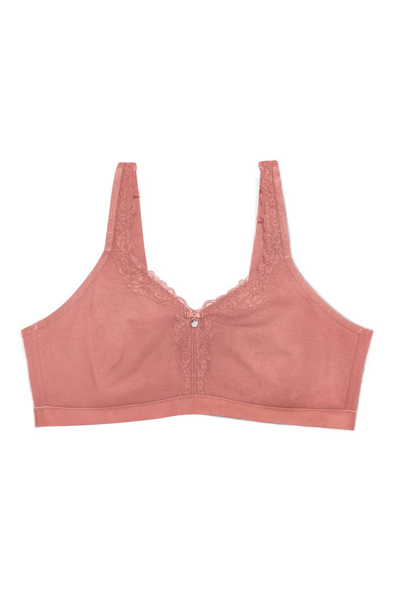 Lace Trim Wireless Bra, Alternate, color, DESERT DAWN