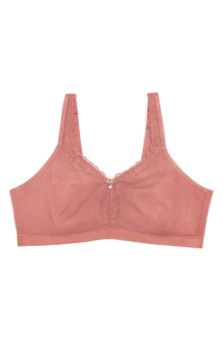 Curvy Couture Lace Trim Wireless Bra, Alternate, color, Desert Dawn