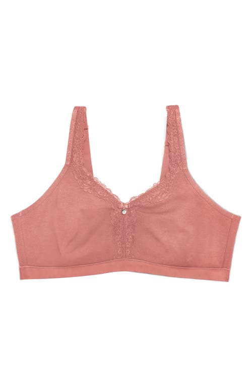 Curvy Couture Lace Trim Wireless Bra In Desert Dawn