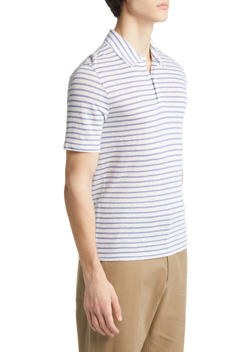 Stripe Short Sleeve Linen Polo, Alternate, color, OFF WHITE/RIVERA