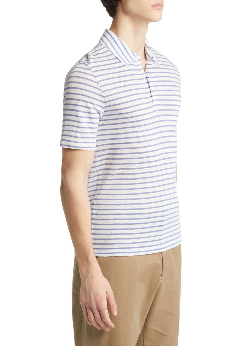 Vince Stripe Short Sleeve Linen Polo, Alternate, color, 