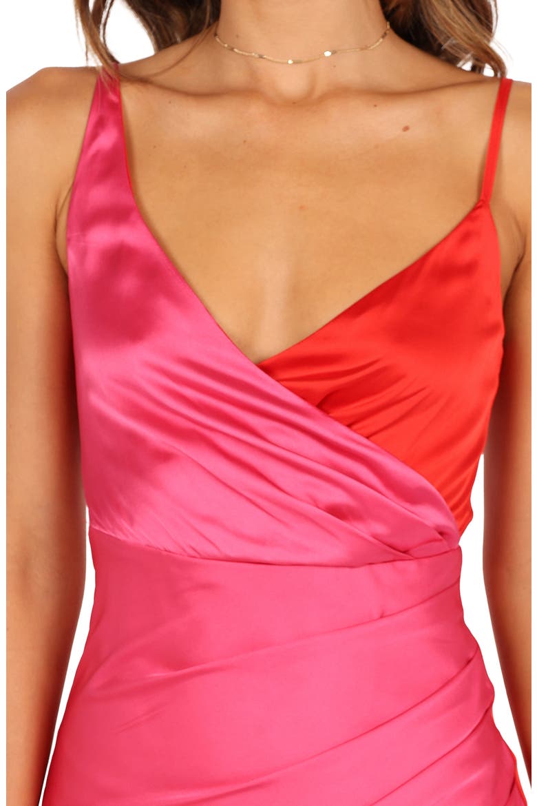 Lipa Colorblock Slipdress, Alternate, color, PINK/ RED