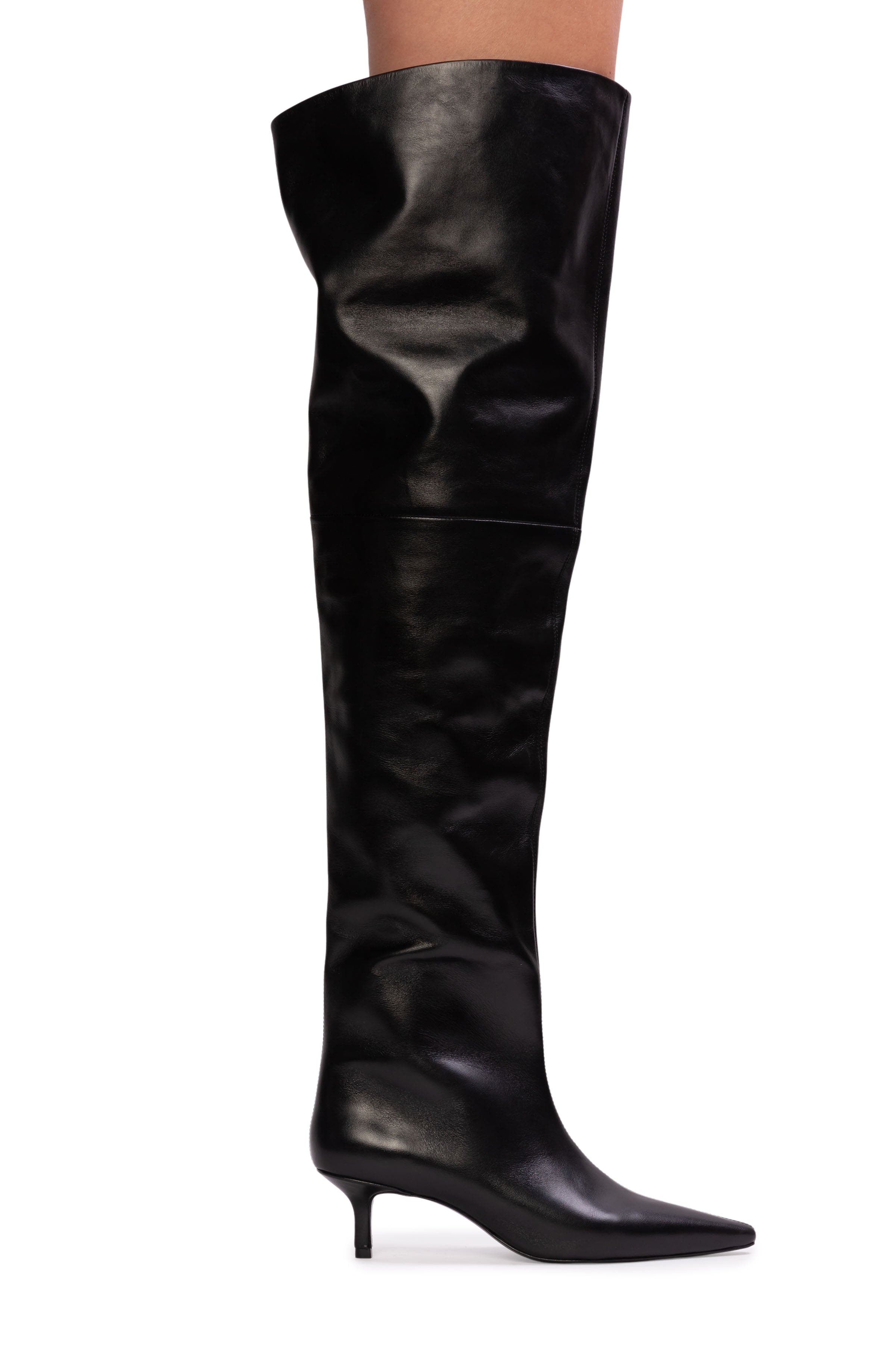 Kira 50 Thigh High Boot, Alternate, color, Black Leather