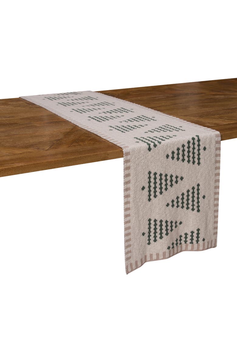 Evergreen Pine Tree Forest Striped Christmas Runner 14" x 72", Alternate, color, Green