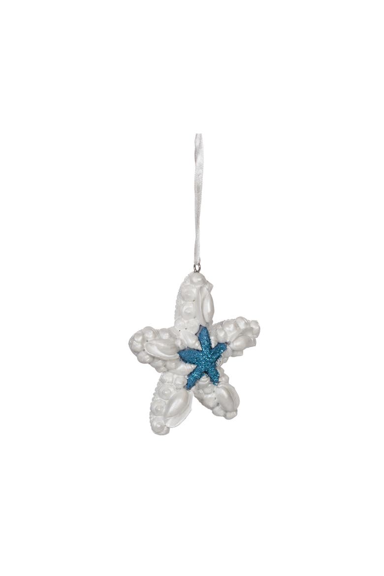 Blue & White Sea Star Tree Ornament, Alternate, color, White