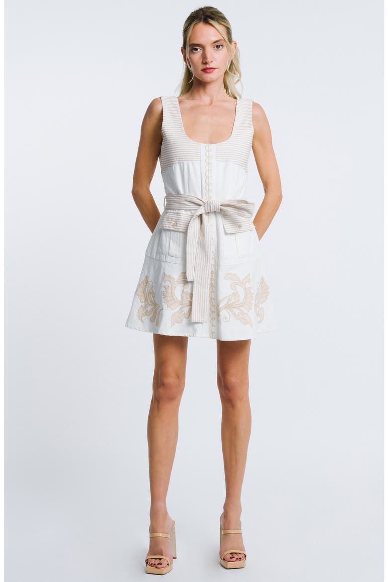 Embroidered Fit & Flare Minidress, Alternate, color, OFF WHITE
