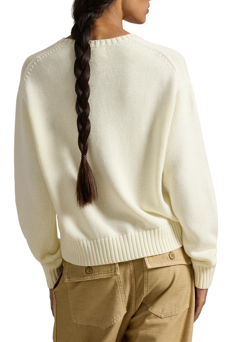 Traveler Bear Jacquard Cotton Crewneck Sweater, Alternate, color, PARCHMENT CREAM