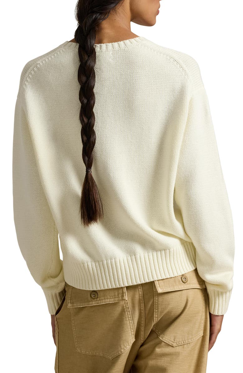 Polo Ralph Lauren Traveler Bear Jacquard Cotton Crewneck Sweater, Alternate, color, 