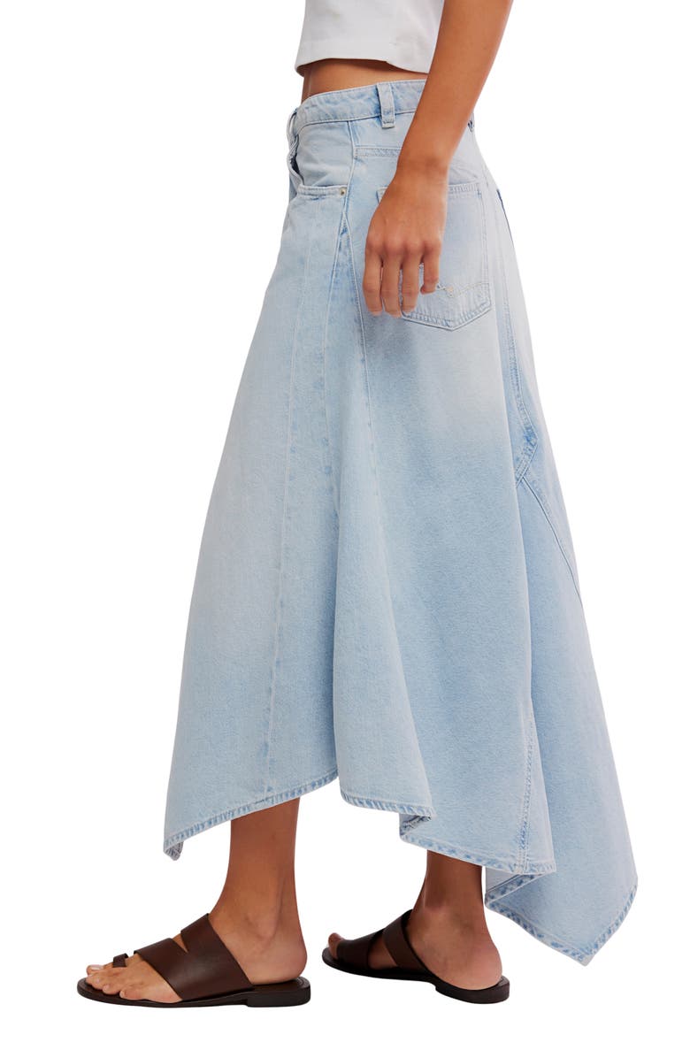 Free People Aquarius Handkerchief Denim Skirt, Alternate, color, Frostwire