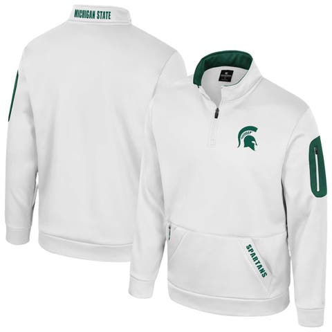 Men
s Colosseum White Michigan State Spartans Mainframe Quarter-Zip Fleece Jacket