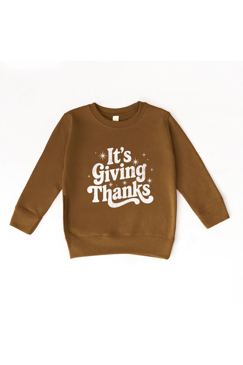 Its Giving Thanks Toddler Graphic Sweatshirt, Alternate, color, Camel