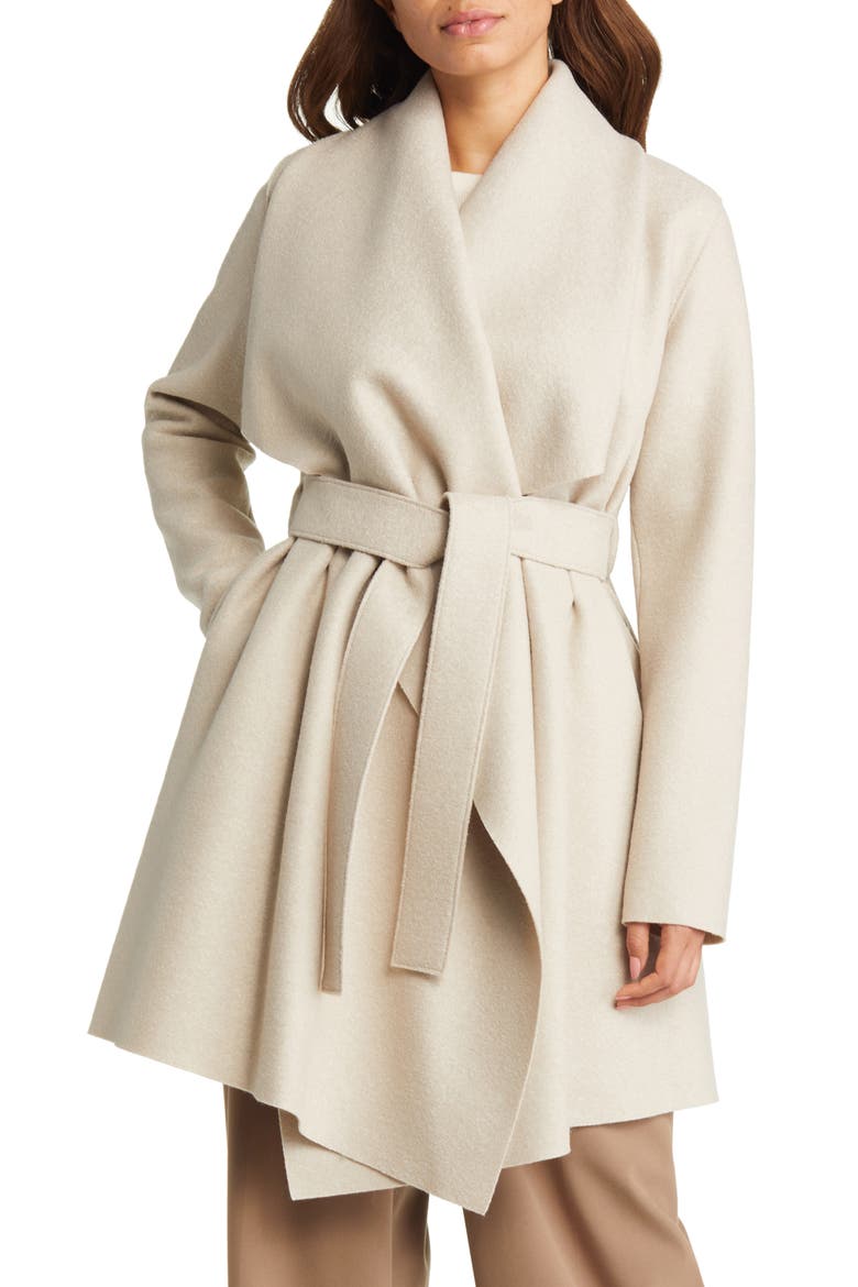 Draped Wool Coat, Main, color, ALMOND