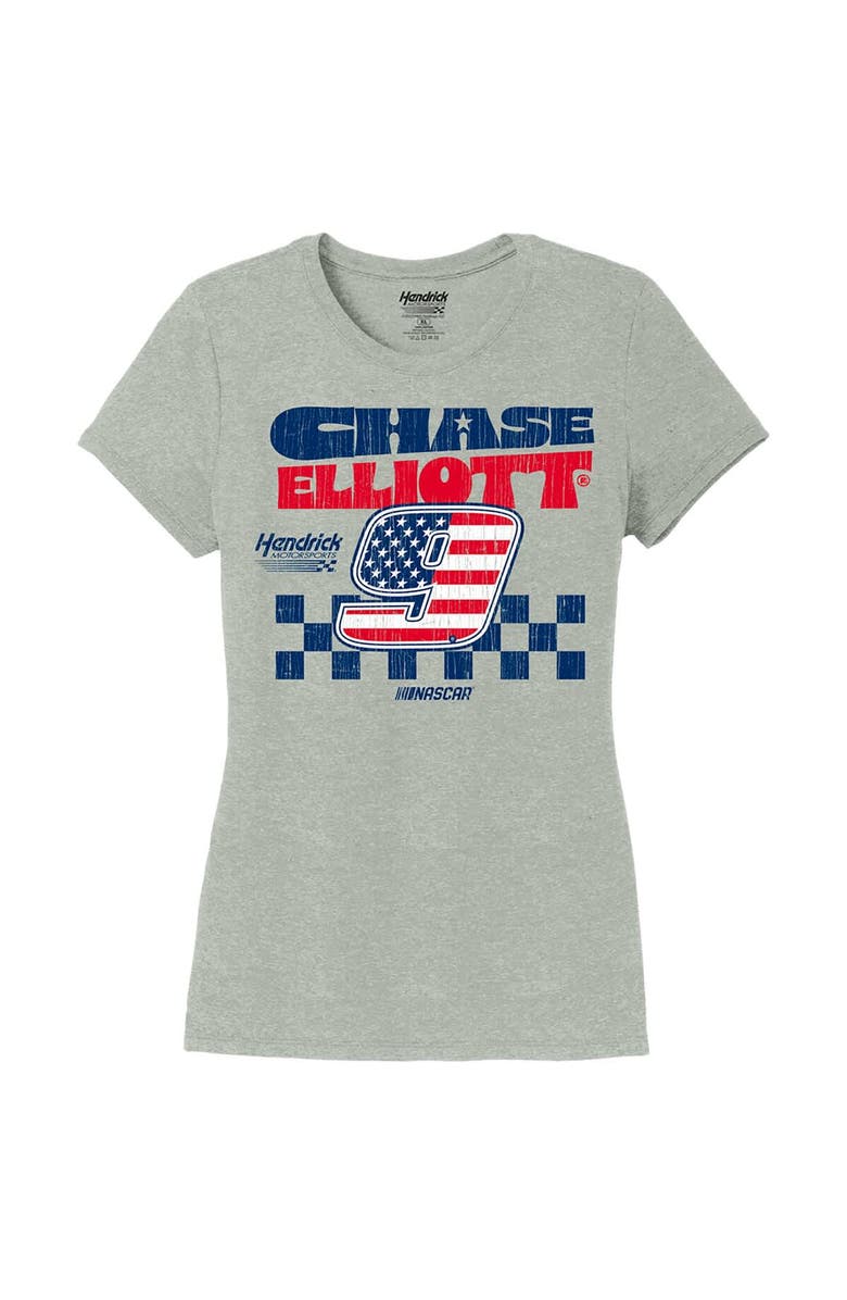 HENDRICK MOTORSPORTS TEAM COLLECTION Women's Hendrick Motorsports Team Collection Heather Gray Chase Elliott Name & Number Scoop Neck T-Shirt, Alternate, color, Heather Gray