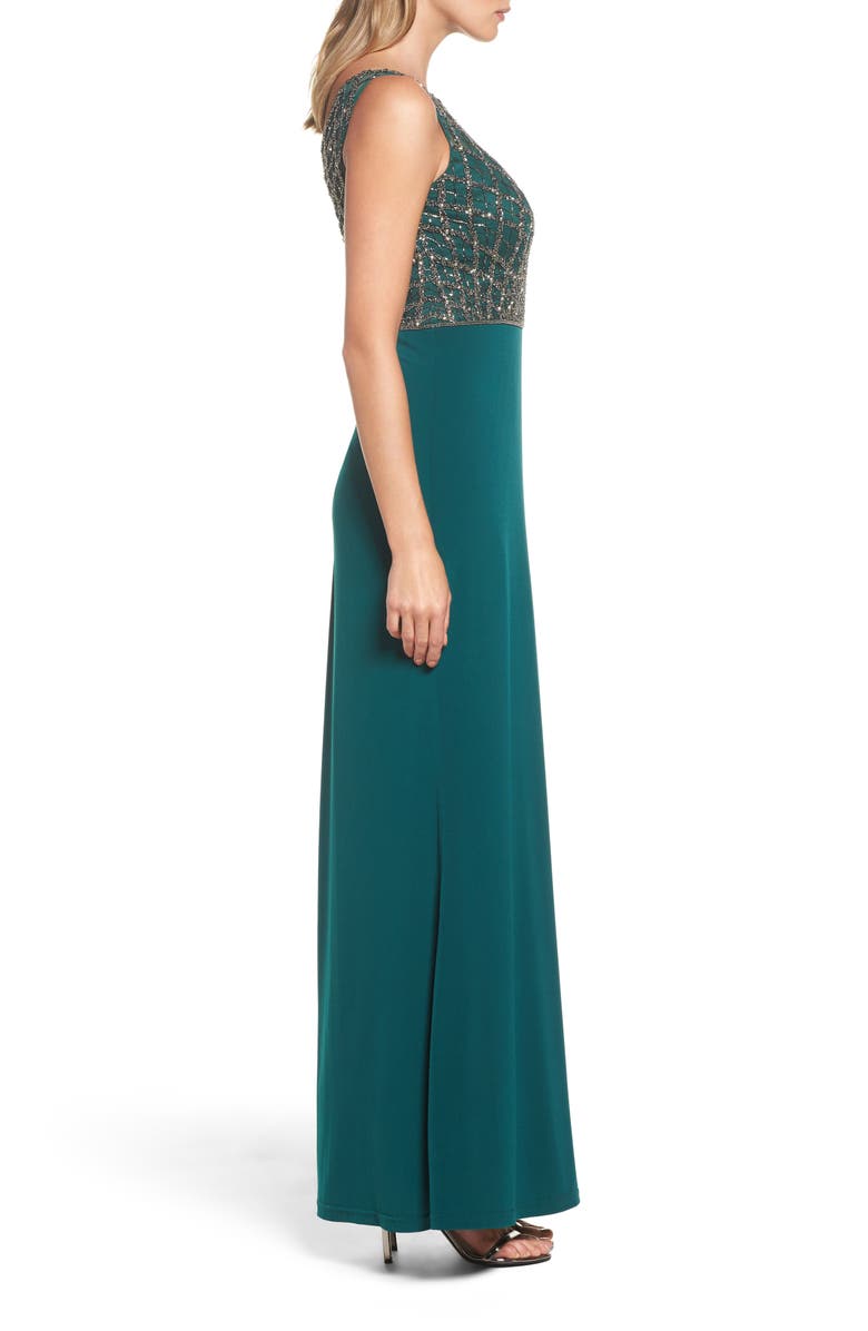Adrianna Papell Beaded Bodice Column Gown, Alternate, color, 