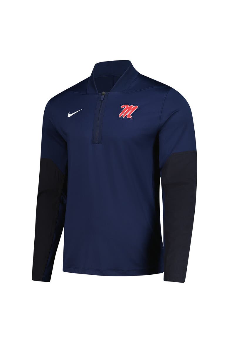 Men's Nike  Navy Ole Miss Rebels Dri-FIT Half-Zip Pullover, Alternate, color, Navy