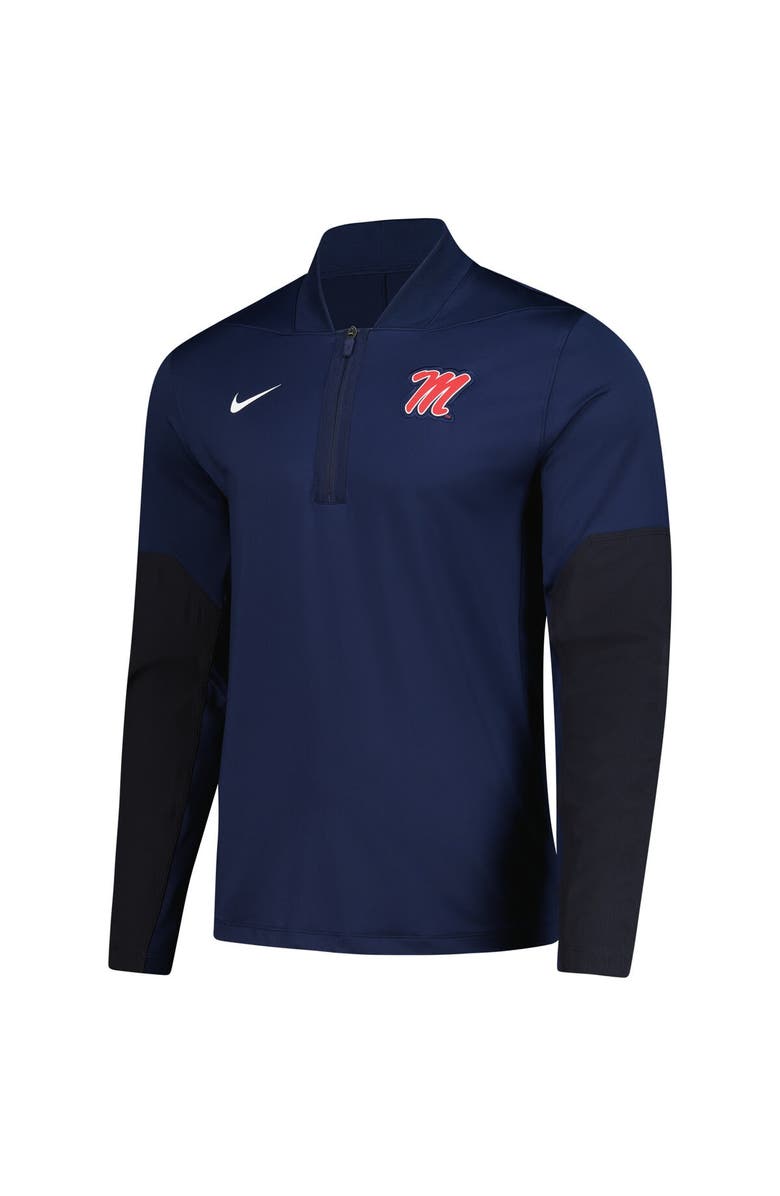 Nike Men's Nike  Navy Ole Miss Rebels Dri-FIT Half-Zip Pullover, Alternate, color, Navy