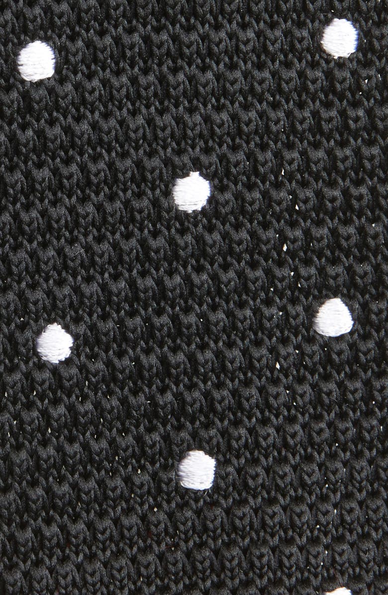 CLIFTON WILSON Black & Red Polka Dot Knit Silk Tie, Alternate, color, Black