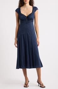 Reformation Azelie Lace Trim Midi Dress