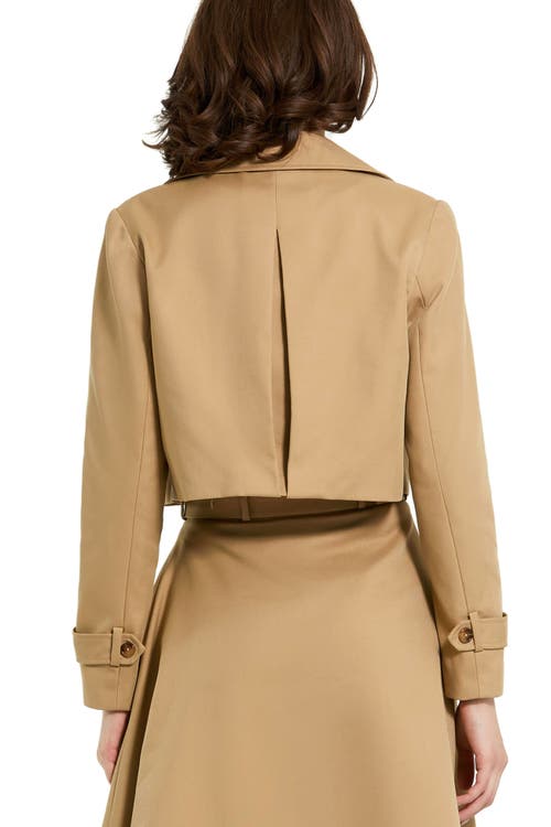 Mac Duggal Twill Cropped Tailored Jacket In Taupe