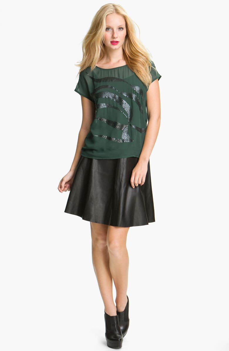 DKNYC Flare Leather Skirt, Alternate, color,
