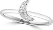 EFFY Sterling Silver Pavé Diamond Crescent Moon Ring